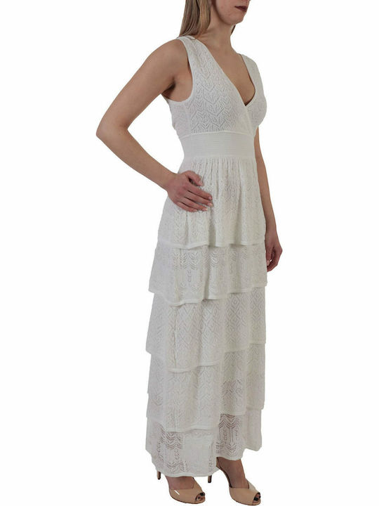 RELISH LANGES SPITZENKLEID RÜSCHEN SPITZE DEUTSCH WEISS