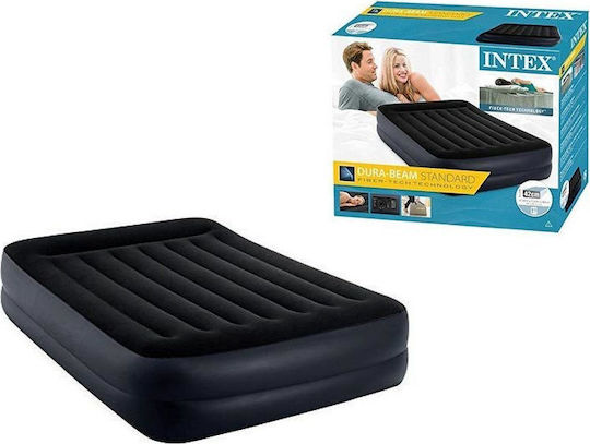 Intex Double Air Mattress with Integrated Electric Pump Pillow Rest Raised 203x152x42cm