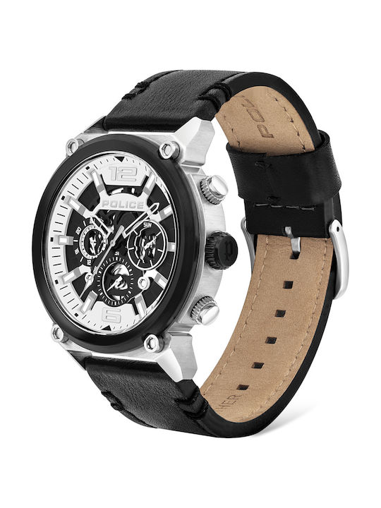 Police Armor Herrenuhr 50mm Chronograph Batterie mit Schwarz Kautschukarmband