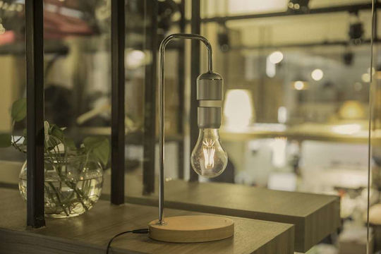 Allocacoc Levitating Light Bulb Holz Tischlampe LED mit Silber Basis