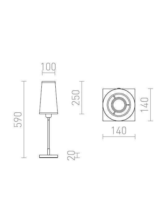 Rendl Light Studio Lulu Table Πορτατίφ με Λευκό Καπέλο και Ασημί Βάση