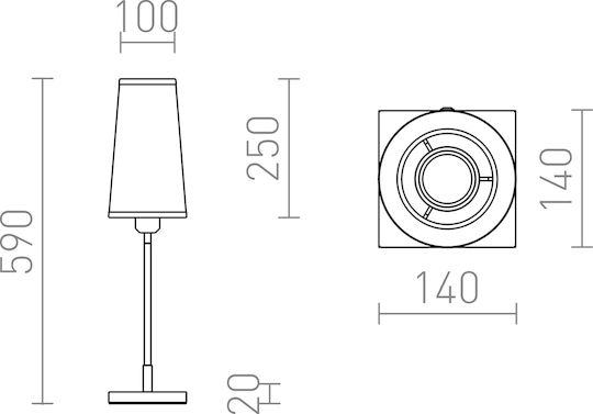 Rendl Light Studio Lulu Table Metal Table Lamp for Socket E27 with Black Shade and Base