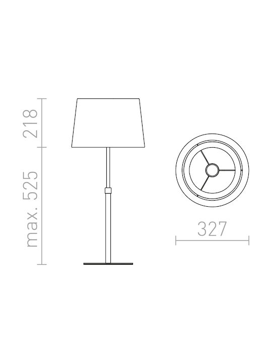 Rendl Light Studio Esplanade Table Πορτατίφ με Γκρι Καπέλο και Μαύρη Βάση