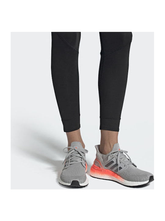 Ultraboost 20 Sport Shoes Running Grey Two / Night Metallic / Signal Coral