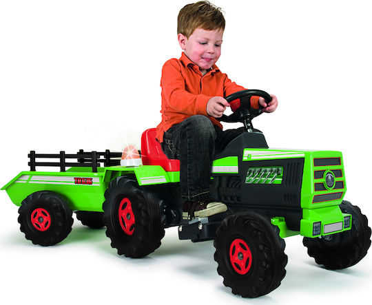 Kinderfahrzeug mit Traktor Bewegung Fuß zu Boden mit Anhänger mit Pedal Grün