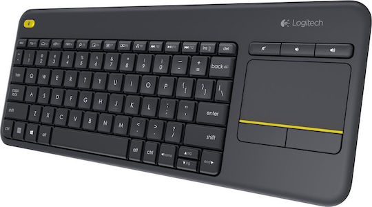 Logitech K400 Plus Ασύρματο Πληκτρολόγιο με Touchpad Αγγλικό US Μαύρο