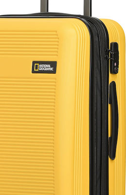 National Geographic Aerodrome Medium Travel Suitcase Hard Yellow with 4 Wheels Height 68cm.