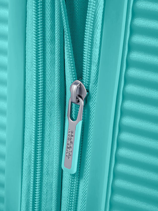 American Tourister Soundbox Spinner Expandable Medium Hard Turquoise Suitcase with 4 Wheels Height 67cm