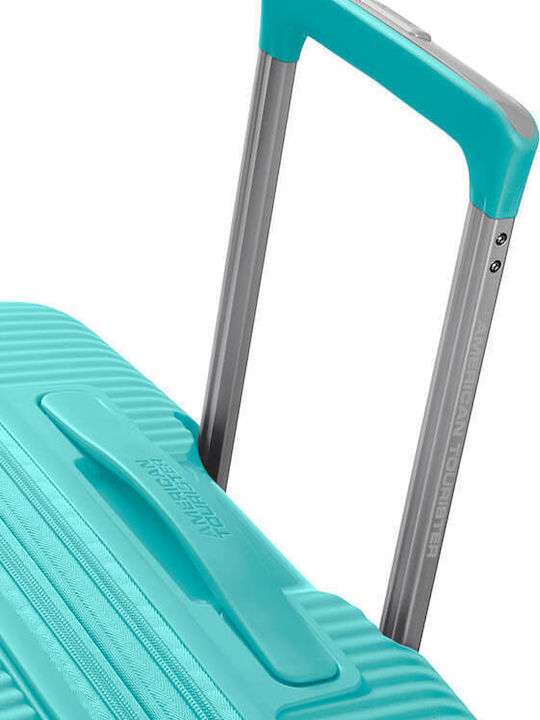 American Tourister Soundbox Spinner Expandable Large Hard Turquoise Suitcase With 4 Wheels Height 77cm