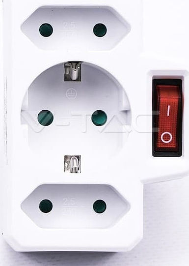 V-TAC T-Shaped Wall Plug 3 Positions with Switch