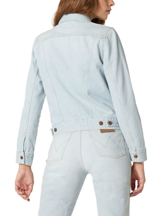 Wrangler Icons Women's Short Jean Jacket for Spring or Autumn Light Blue