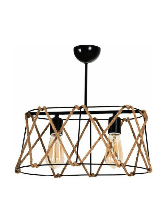 Click Pendant Light Suspension with Rope for Socket E27 Black