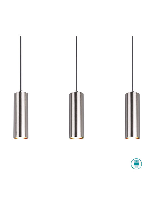 Trio Lighting Marley Suspendat Candelabru Calea ferată pentru 4 Becuri GU10 Argint