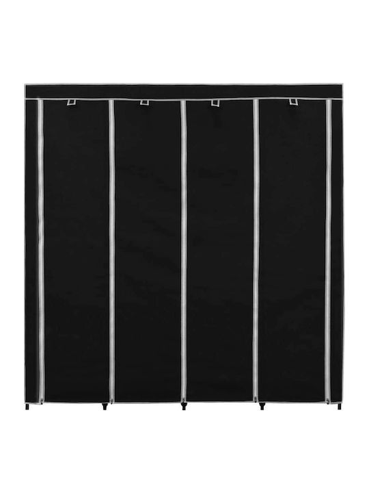 vidaXL Fabric Wardrobe with Zipper and Shelves in Black Color 175x45x170cm