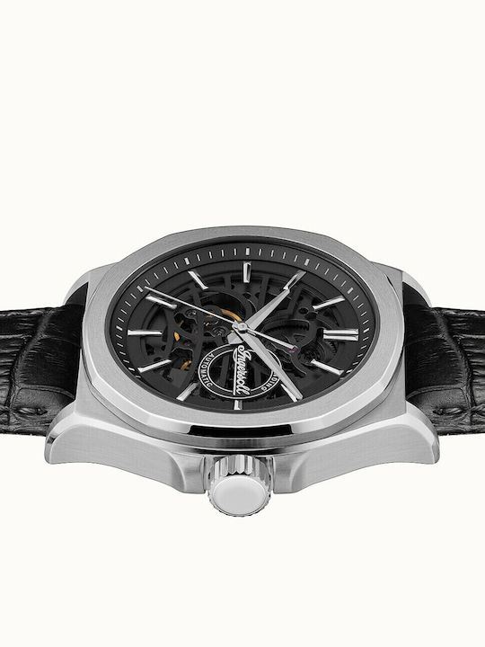 Ingersoll Orville Ανδρικό Ρολόι 46mm Χρονογράφος Αυτόματο με Μαύρο Δερμάτινο Λουράκι