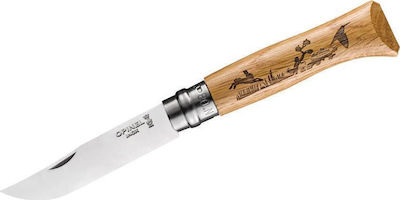 Opinel Inox N8 Pocket Knife Beige with Blade made of Stainless Steel