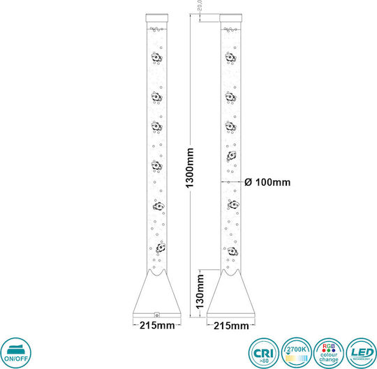 Trio Lighting Motion LED Floor Lamp H130xW21.5cm. with RGB Light 2700lm Blue
