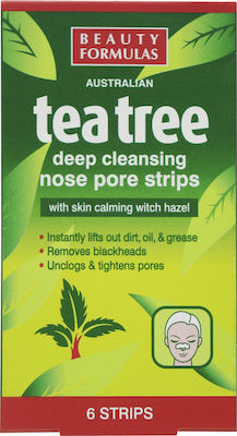 Beauty Formulas Tea Tree Deep Cleansing Nose Pore Strips Gesichtsmaske für das Gesicht für Reinigung 6Stück