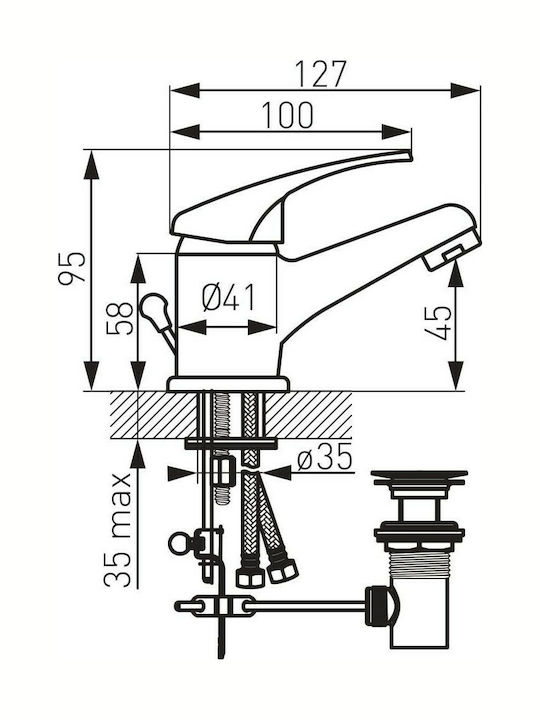 Ferro Basic Mixing Sink Faucet Silver