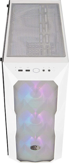 CoolerMaster Masterbox TD500 Mesh Gaming Midi Tower Κουτί Υπολογιστή με Πλαϊνό Παράθυρο και RGB Φωτισμό Mesh White w/ Hub