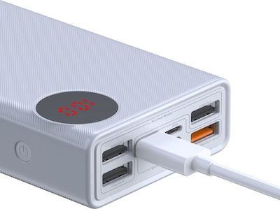 Baseus Mulight Power Bank 30000mAh 33W with 4 USB-A Ports and USB-C Port Quick Charge 3.0 / Power Delivery White