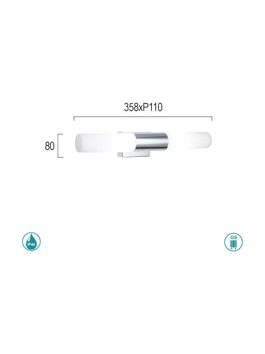 Viokef Seldon Modern Lamp Bathroom with Socket G9 Silver 11x8x80cm