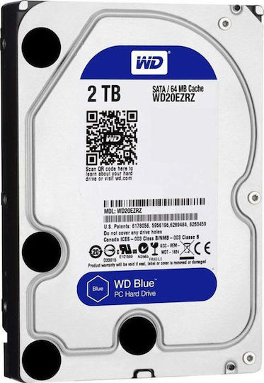 Western Digital Blue 2TB HDD Σκληρός Δίσκος 3.5" SATA III 5400rpm με 64MB Cache για Desktop WD20EZRZ