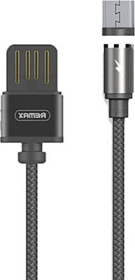 Remax Gravity RC-095m Geflochten / Magnetisch USB 2.0 auf Micro-USB-Kabel Schwarz 1m (14939) 1Stück