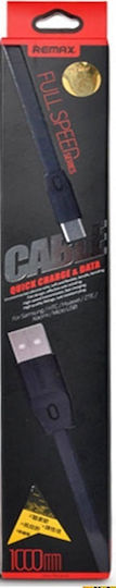 Remax Flat USB 2.0 to micro USB Cable Μαύρο 1m (Full Speed)