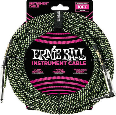 Ernie Ball Braided Instrument Kabel 6,3mm Stecker - 6,3mm Stecker 3m Grün (P06077)