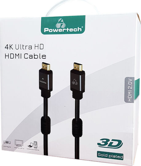 Powertech HDMI 2.0 Premium High Speed 4K 60Hz HDR Cable HDMI male - HDMI male 10m Μαύρο