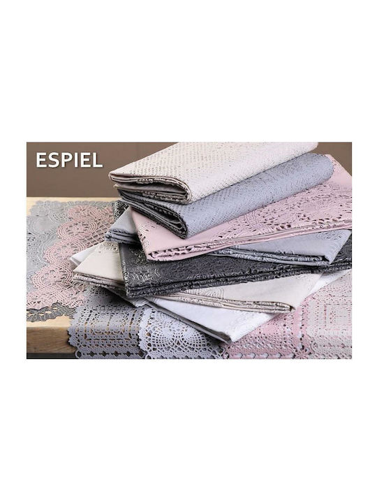 Espiel Plastic Lace Checkered Tablecloth Λευκό 135x135cm