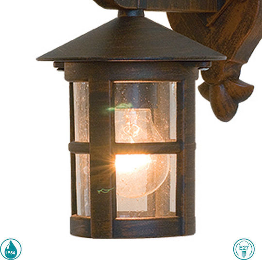 Viokef Skiathos Επιτοίχιο Εξωτερικό Φαναράκι E27 IP54 15.5x30εκ.