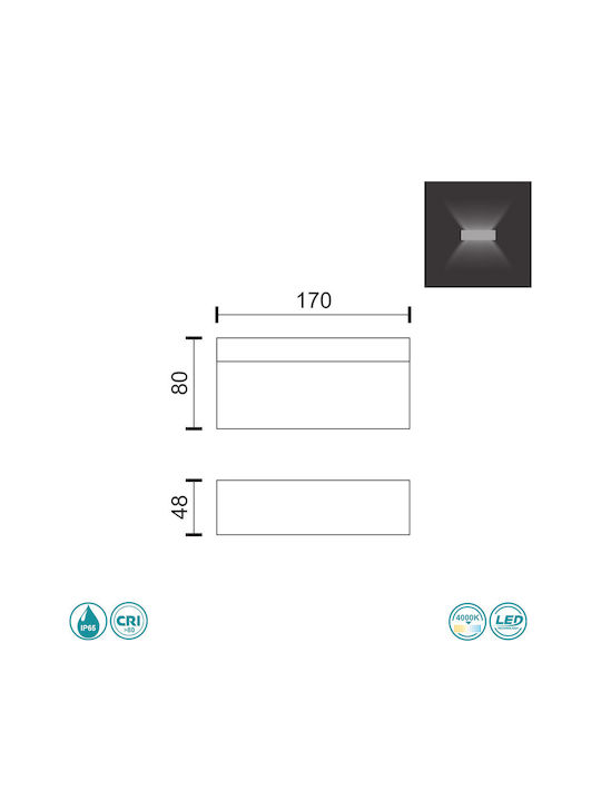 Spot Light Стенен Външен Плафон LED IP65 8W с Естествено бяло Светлина Двоен лъч