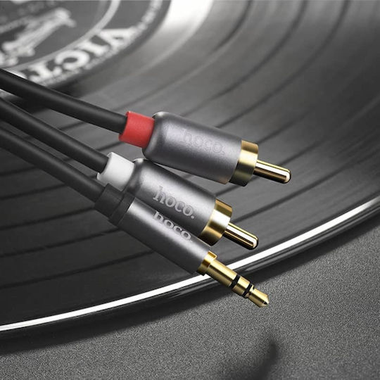 Hoco 3.5mm Male to RCA Male Gray Audio Cable 1.5m with Gold Plated Terminals HC-UPA10