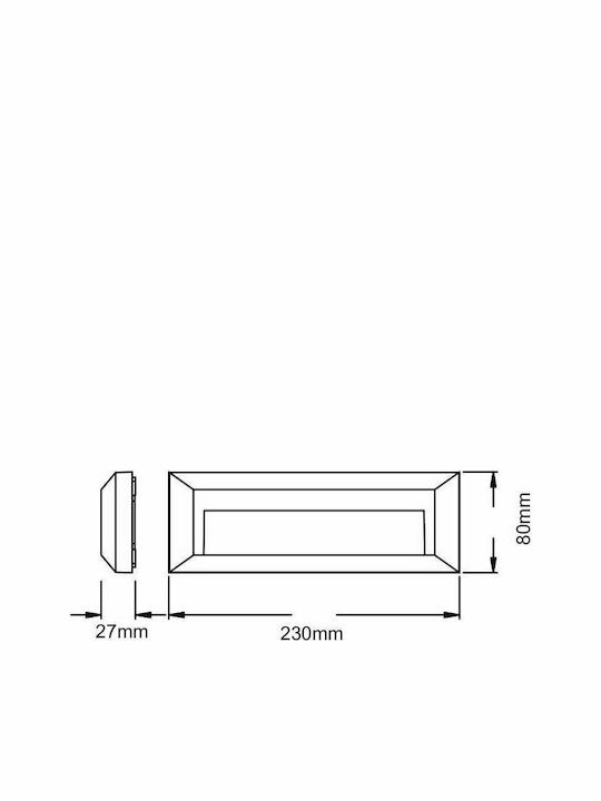 Aca Wall-Mounted Outdoor Ceiling Light LED IP65 2W with Warm White Light 23x8εκ.