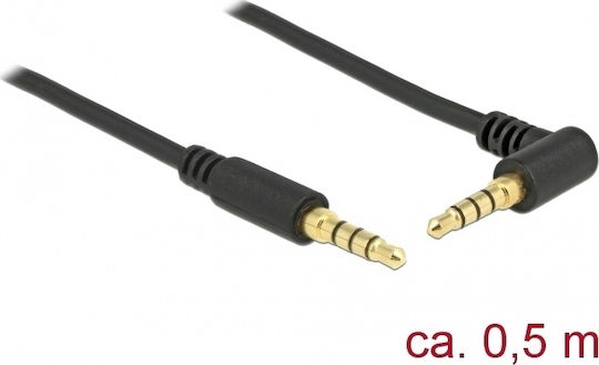 DeLock 3.5mm Jack Cable Audio TRRS 3.5mm Male - 3.5mm Male Black 0.5m With Gold Plated Terminals 85607