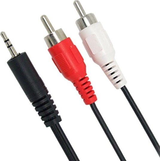 Καλώδιο Ήχου 3.5mm male - RCA male Μαύρο 3m με Επίχρυσους Ακροδέκτες