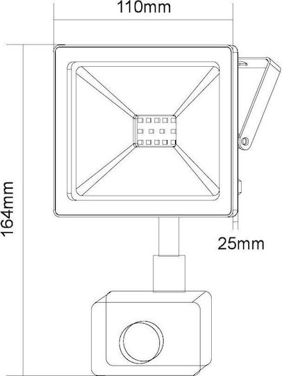 Aca Στεγανός Προβολέας LED 20W Θερμό Λευκό 3000K με Αισθητήρα Κίνησης και Φωτοκύτταρο IP66