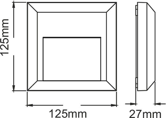 Aca Wandmontierte Außenbeleuchtung Deckenleuchte LED IP65 1.2W mit Warmweißem Licht 12.5x12.5x2.7cm