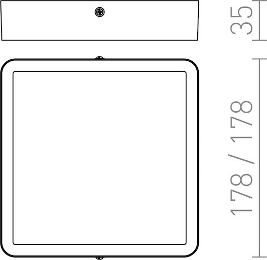 Rendl Light Studio Hue SQ 17 Ceiling Platz Draußen LED Panel 18W mit Warmes Weiß Licht 3000K