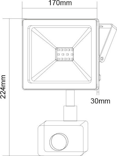 Aca Waterproof LED Flood Light 50W Warm White 3000K With Motion Sensor And Photocell IP66
