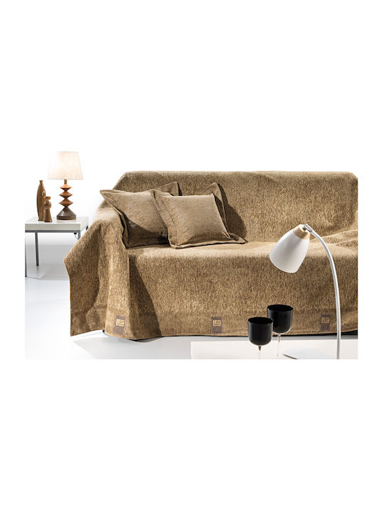 Guy Laroche Sofa Throws 2 Seater 2 Sides Balance 170x250cm Camel