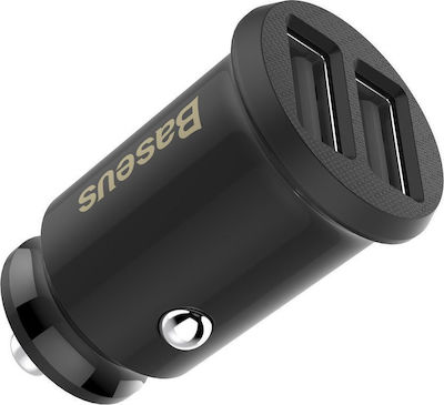 Baseus Car Charger Black Grain Total Intensity 3.1A with Ports: 2xUSB