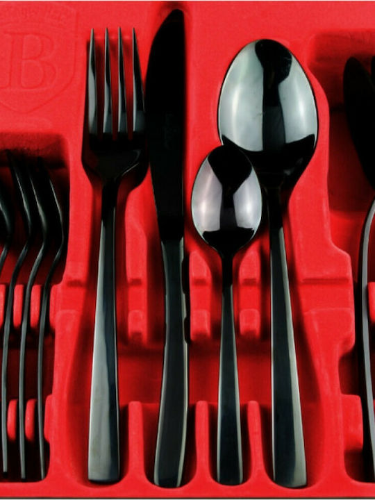 Berlinger Haus 24-Piece Stainless Steel 18/10 Deep Black Collection Cutlery Set The Perfect Line