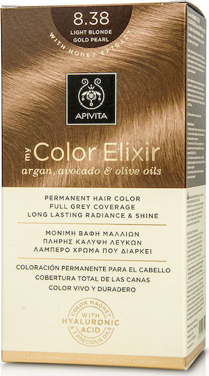 Apivita My Color Elixir Βαφή Μαλλιών Χωρίς Αμμωνία 8.38 Ξανθό Ανοιχτό Μελί Περλέ 50ml