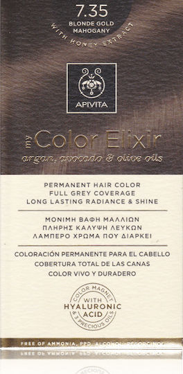 Apivita My Color Elixir Βαφή Μαλλιών Χωρίς Αμμωνία 7.35 Ξανθό Μελί Μαονί 50ml
