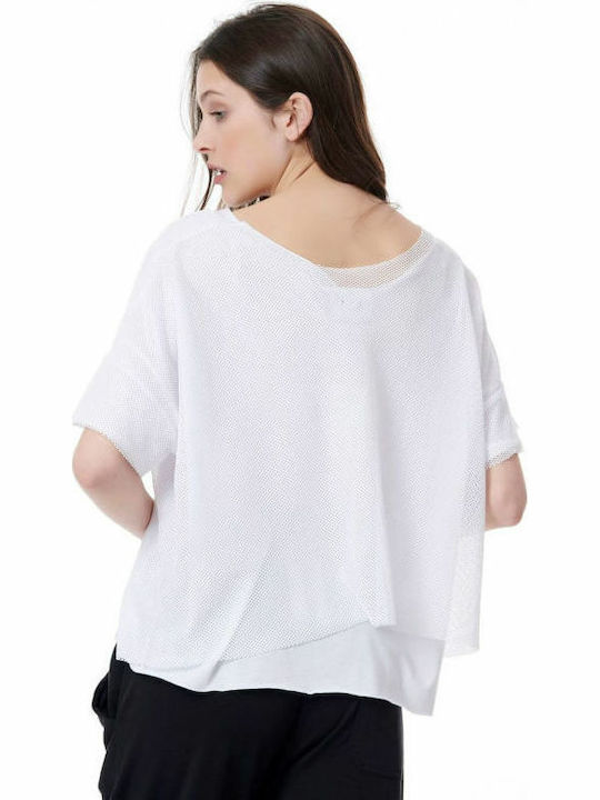 BodyTalk 1191-902228 Damen Sportlich T-shirt mit Transparenz Weiß 1191-902228-00200