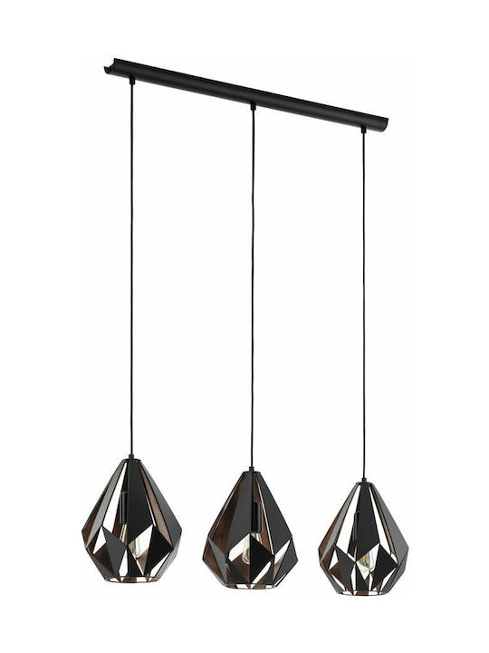 Eglo Carlton 1 Pendant Light Three-Light Rail for Socket E27 Bronze