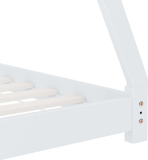 Kids Bed Montessori Single White for Mattress 90x200cm